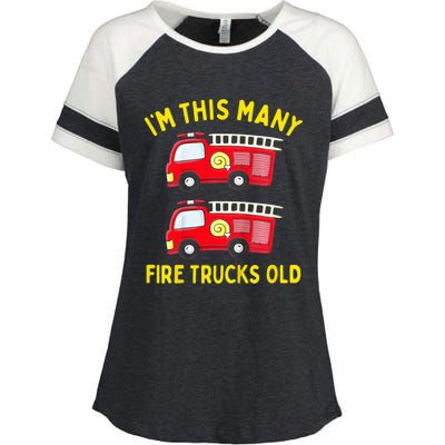 Fire Truck 2nd Birthday Firefighter 2 Two Enza Ladies Jersey Colorblock Tee