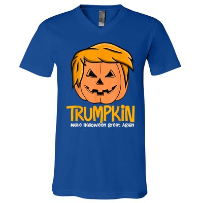 Funny Trumpkin 2024 Usa Make Halloween Great Again V-Neck T-Shirt