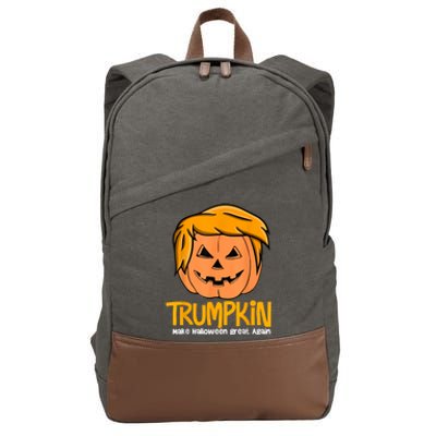 Funny Trumpkin 2024 Usa Make Halloween Great Again Cotton Canvas Backpack