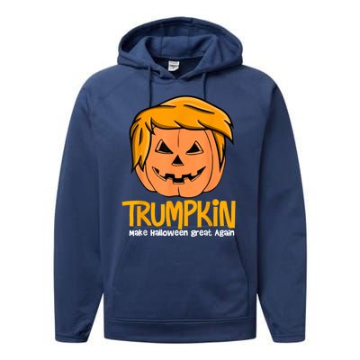 Funny Trumpkin 2024 Usa Make Halloween Great Again Performance Fleece Hoodie