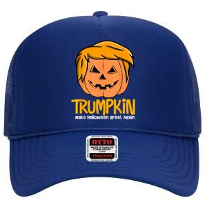 Funny Trumpkin 2024 Usa Make Halloween Great Again High Crown Mesh Back Trucker Hat