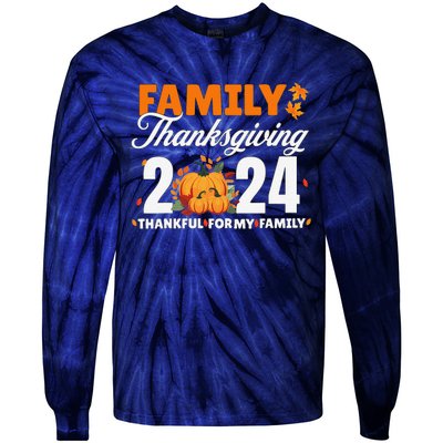 Family Thanksgiving 2024 Turkey Thanksgiving Matching Group Tie-Dye Long Sleeve Shirt