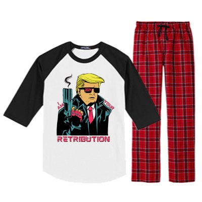 Funny Trump 2024 Cartoon I Am Your Retribution Trumpinator I'll Be Back 2024 Raglan Sleeve Pajama Set