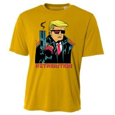 Funny Trump 2024 Cartoon I Am Your Retribution Trumpinator I'll Be Back 2024 Cooling Performance Crew T-Shirt