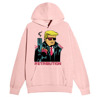 Funny Trump 2024 Cartoon I Am Your Retribution Trumpinator I'll Be Back 2024 Urban Pullover Hoodie