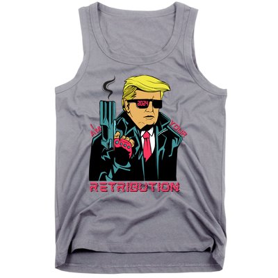 Funny Trump 2024 Cartoon I Am Your Retribution Trumpinator I'll Be Back 2024 Tank Top