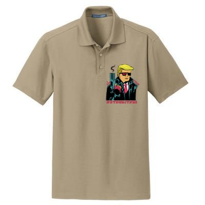 Funny Trump 2024 Cartoon I Am Your Retribution Trumpinator I'll Be Back 2024 Dry Zone Grid Polo