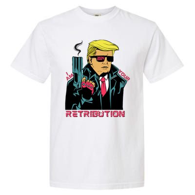 Funny Trump 2024 Cartoon I Am Your Retribution Trumpinator I'll Be Back 2024 Garment-Dyed Heavyweight T-Shirt