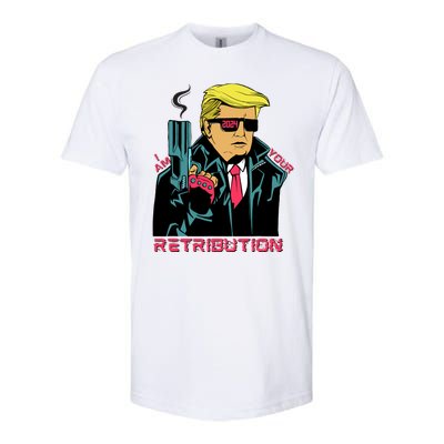 Funny Trump 2024 Cartoon I Am Your Retribution Trumpinator I'll Be Back 2024 Softstyle CVC T-Shirt