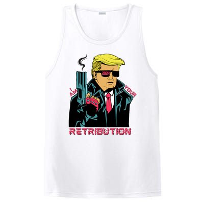 Funny Trump 2024 Cartoon I Am Your Retribution Trumpinator I'll Be Back 2024 PosiCharge Competitor Tank