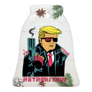 Funny Trump 2024 Cartoon I Am Your Retribution Trumpinator I'll Be Back 2024 Ceramic Bell Ornament