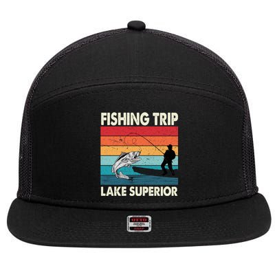 Fishing Trip 2024 Lake Superior Minnesota Gift 7 Panel Mesh Trucker Snapback Hat