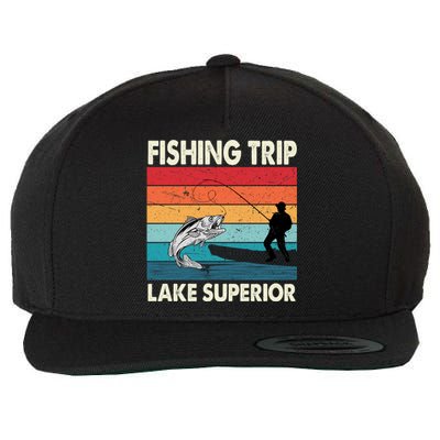 Fishing Trip 2024 Lake Superior Minnesota Gift Wool Snapback Cap