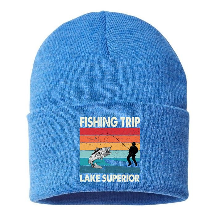 Fishing Trip 2024 Lake Superior Minnesota Gift Sustainable Knit Beanie