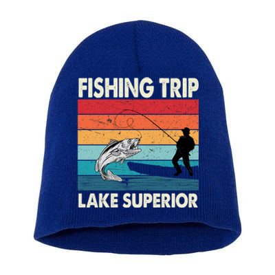 Fishing Trip 2024 Lake Superior Minnesota Gift Short Acrylic Beanie