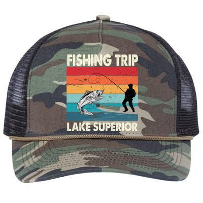 Fishing Trip 2024 Lake Superior Minnesota Gift Retro Rope Trucker Hat Cap