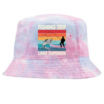 Fishing Trip 2024 Lake Superior Minnesota Gift Tie-Dyed Bucket Hat