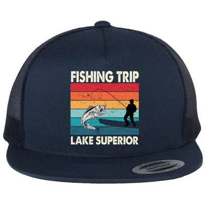 Fishing Trip 2024 Lake Superior Minnesota Gift Flat Bill Trucker Hat