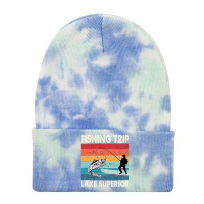 Fishing Trip 2024 Lake Superior Minnesota Gift Tie Dye 12in Knit Beanie