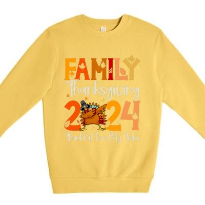 Family Thanksgiving 2024 Crew Dabbing Turkey Group Matching Premium Crewneck Sweatshirt