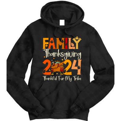 Family Thanksgiving 2024 Crew Dabbing Turkey Group Matching Tie Dye Hoodie