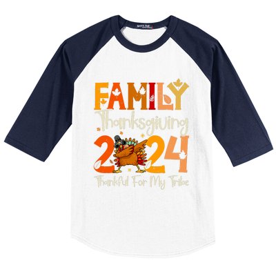 Family Thanksgiving 2024 Crew Dabbing Turkey Group Matching Baseball Sleeve Shirt