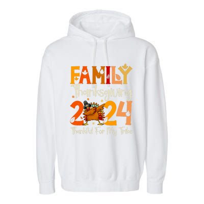 Family Thanksgiving 2024 Crew Dabbing Turkey Group Matching Garment-Dyed Fleece Hoodie