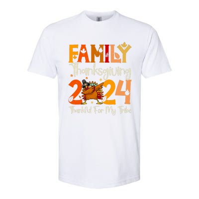 Family Thanksgiving 2024 Crew Dabbing Turkey Group Matching Softstyle® CVC T-Shirt