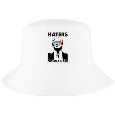 Funny Trump 2024 Haters Gonna Hate Glasses American Flag Cool Comfort Performance Bucket Hat