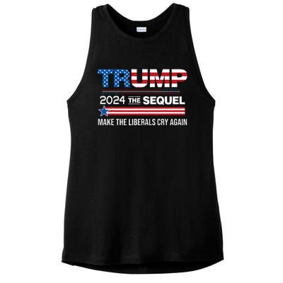 Funny Trump 2024 The Sequel Make Liberals Cry Again Us Flag Ladies PosiCharge Tri-Blend Wicking Tank