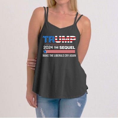 Funny Trump 2024 The Sequel Make Liberals Cry Again Us Flag Women's Strappy Tank