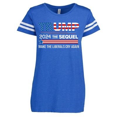 Funny Trump 2024 The Sequel Make Liberals Cry Again Us Flag Enza Ladies Jersey Football T-Shirt