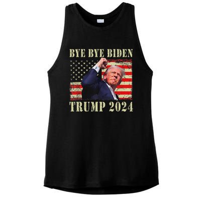 Funny Trump 2024 Bye Bye Biden Dropped Out Election 2024 Ladies PosiCharge Tri-Blend Wicking Tank