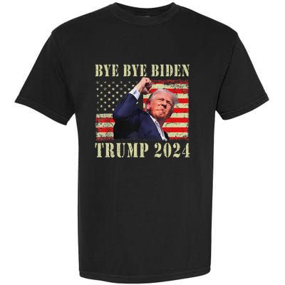 Funny Trump 2024 Bye Bye Biden Dropped Out Election 2024 Garment-Dyed Heavyweight T-Shirt