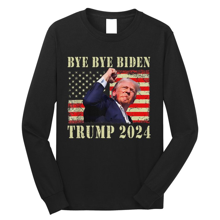 Funny Trump 2024 Bye Bye Biden Dropped Out Election 2024 Long Sleeve Shirt