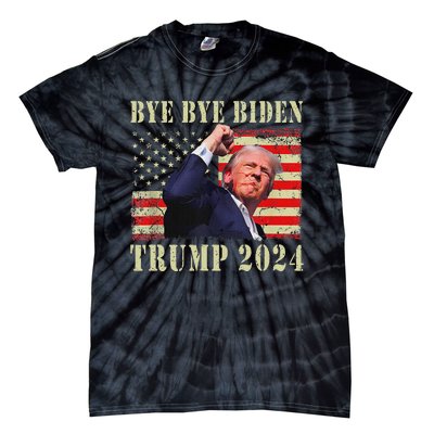 Funny Trump 2024 Bye Bye Biden Dropped Out Election 2024 Tie-Dye T-Shirt