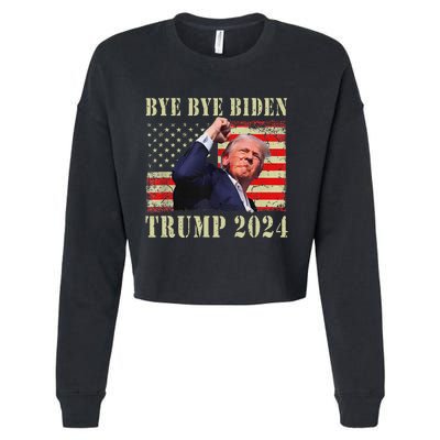 Funny Trump 2024 Bye Bye Biden Dropped Out Election 2024 Cropped Pullover Crew