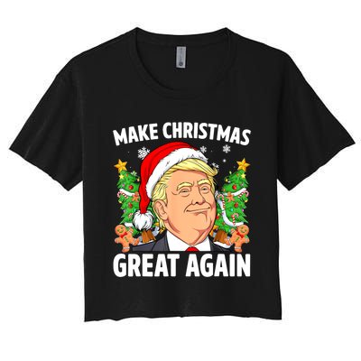 Funny Trump 2024 Make Christmas Great Again Women Gift Women's Crop Top Tee