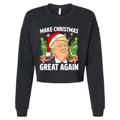 Funny Trump 2024 Make Christmas Great Again Women Gift Cropped Pullover Crew