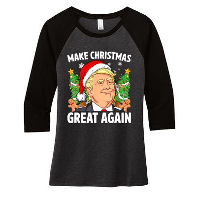 Funny Trump 2024 Make Christmas Great Again Women Gift Women's Tri-Blend 3/4-Sleeve Raglan Shirt