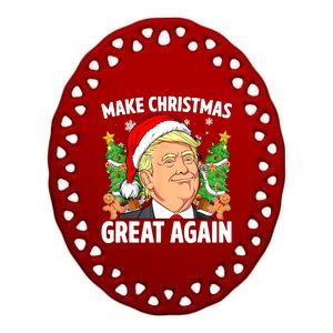 Funny Trump 2024 Make Christmas Great Again Women Gift Ceramic Oval Ornament