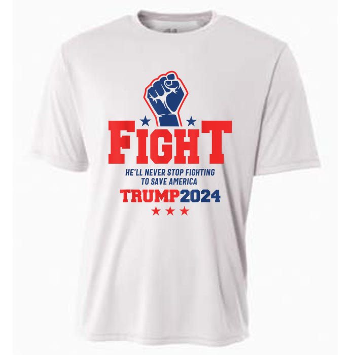 Fight Trump 2024 HeLl Never Stop Fighting To Save America Cooling Performance Crew T-Shirt