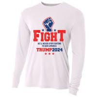 Fight Trump 2024 HeLl Never Stop Fighting To Save America Cooling Performance Long Sleeve Crew