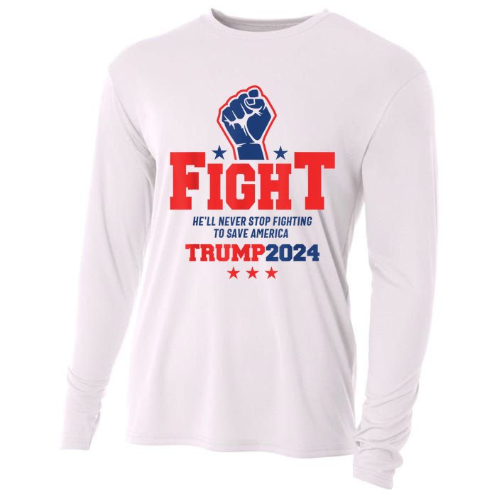 Fight Trump 2024 HeLl Never Stop Fighting To Save America Cooling Performance Long Sleeve Crew