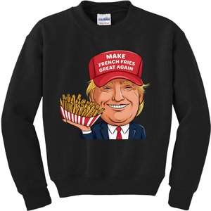 Funny Trump 2024 French Fry Make French Fries Great Again Kids Sweatshirt