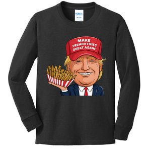 Funny Trump 2024 French Fry Make French Fries Great Again Kids Long Sleeve Shirt