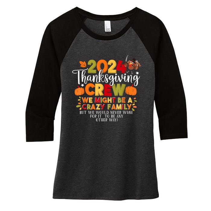 Family Thanksgiving 2024 Thanksgiving Crew Matching Group Women's Tri-Blend 3/4-Sleeve Raglan Shirt