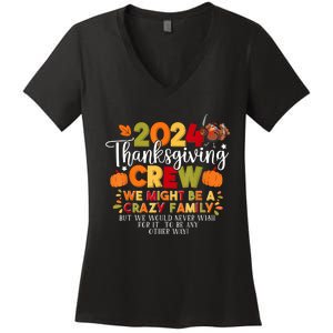 Family Thanksgiving 2024 Thanksgiving Crew Matching Group Women's V-Neck T-Shirt