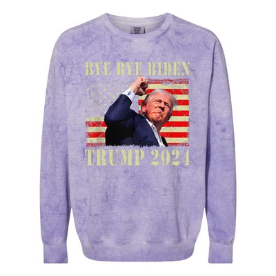 Funny Trump 2024 Bye Bye Biden Dropped Out Election 2024 Colorblast Crewneck Sweatshirt