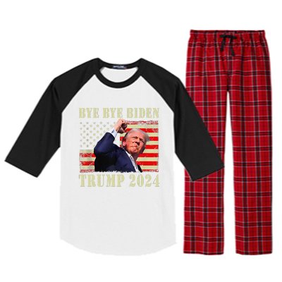 Funny Trump 2024 Bye Bye Biden Dropped Out Election 2024 Raglan Sleeve Pajama Set